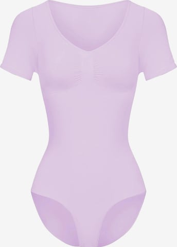 cfab Shapingbody 'T-Shirt Bodysuit Sculpting Shapewear mit String' in Lila: voorkant