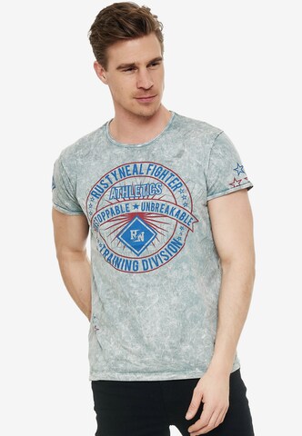 Rusty Neal T-Shirt mit großem Frontprint in Grau: predná strana