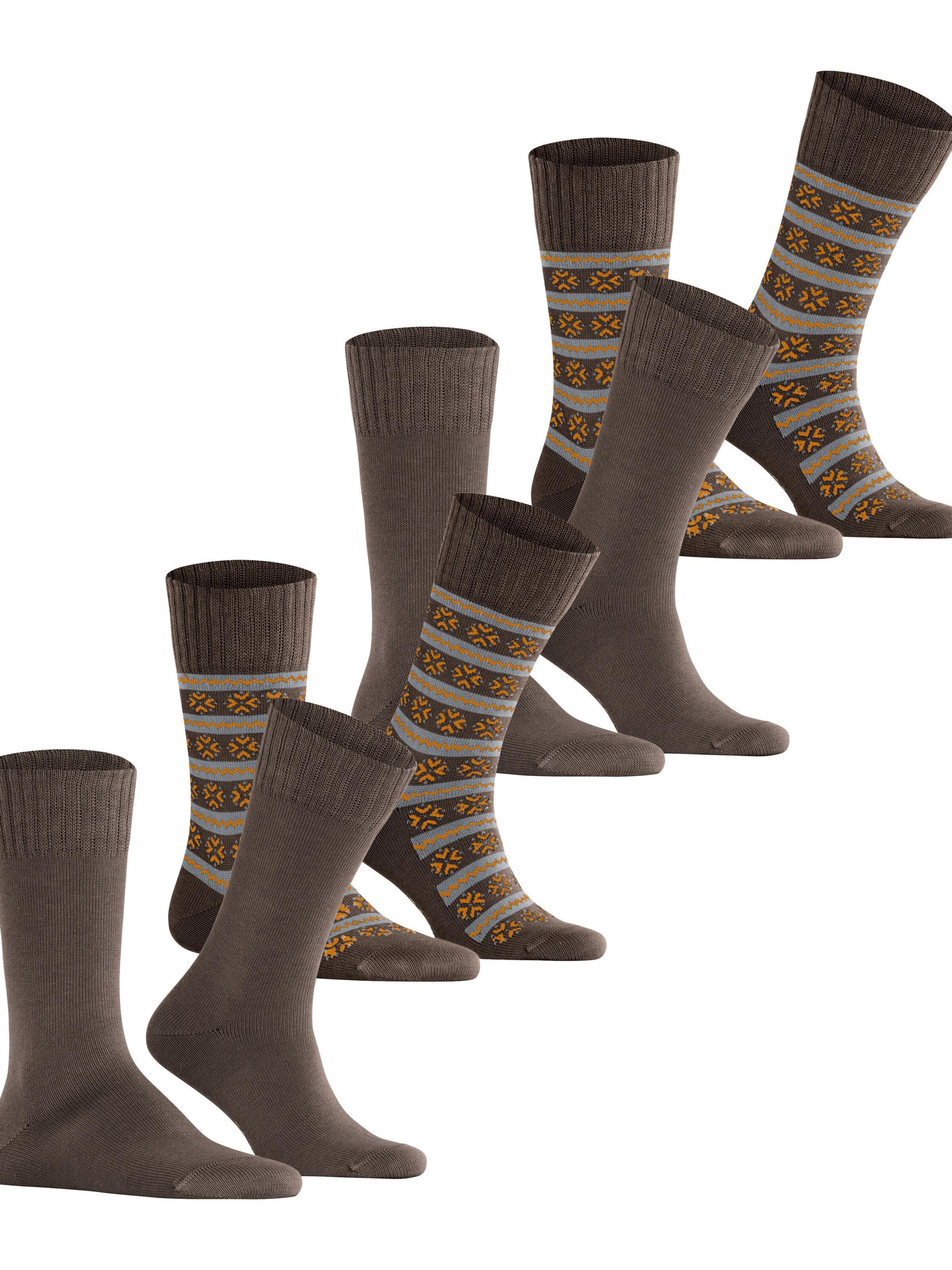 ESPRIT Socks 'Scandi Norwegian 4-Pack' in Brown