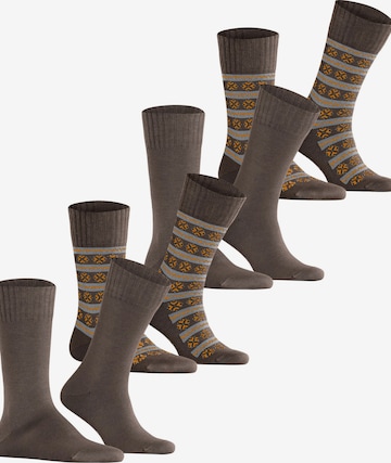 ESPRIT Socks 'Scandi Norwegian 4-Pack' in Brown: front