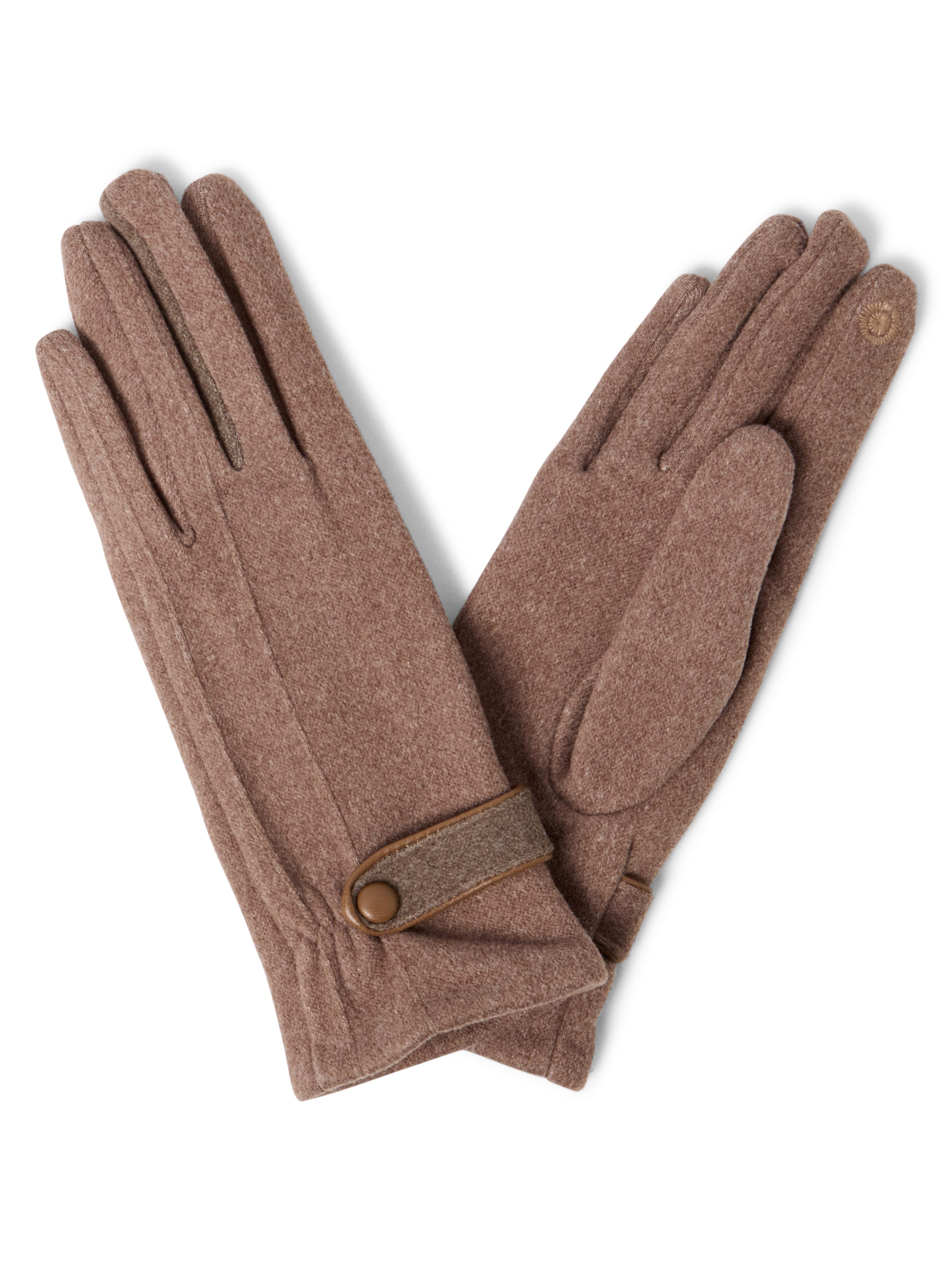 eem Full Finger Gloves in Beige: front