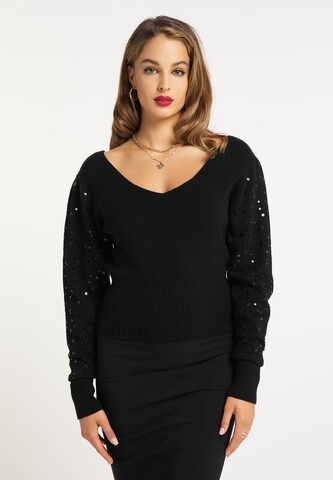 Pull-over faina en noir : devant