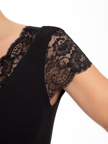 Evoni Shirt Bodysuit 'mit Spitzenärmeln' in Black