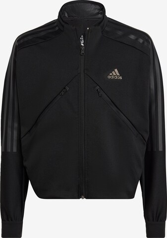 ADIDAS SPORTSWEAR Athletic Zip-Up Hoodie 'Tiro Suit Up' in Black: front