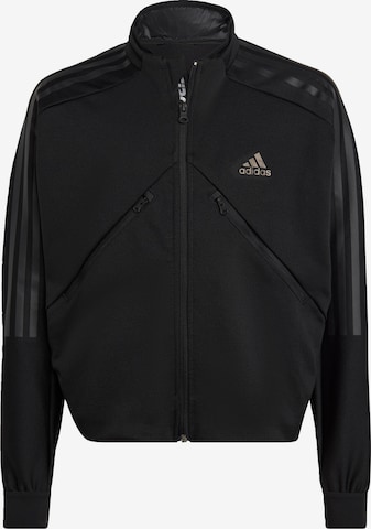 ADIDAS SPORTSWEAR Athletic Zip-Up Hoodie 'Tiro Suit Up' in Black: front