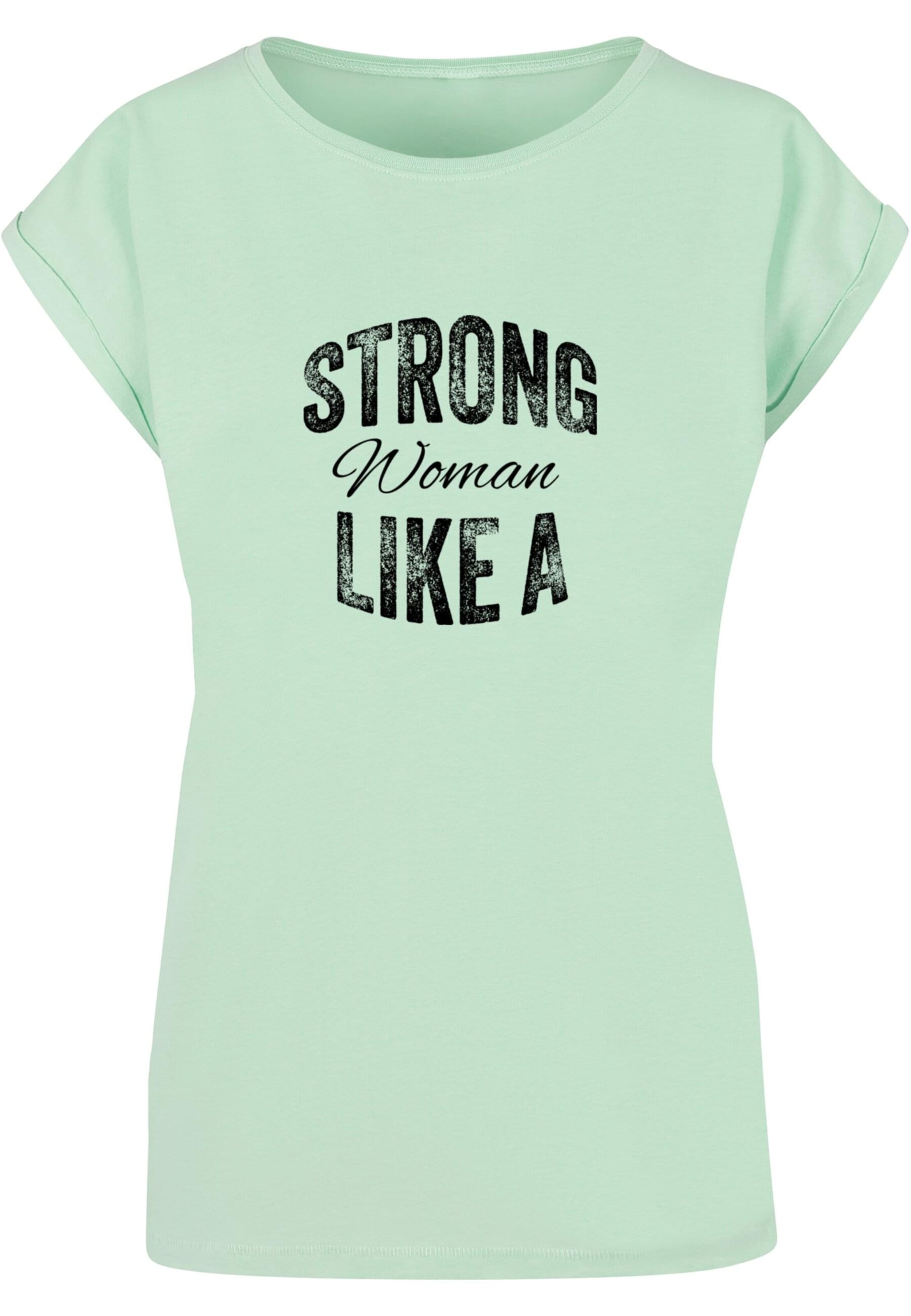 Merchcode Shirt 'WD - Strong Like A Woman' in Groen: voorkant