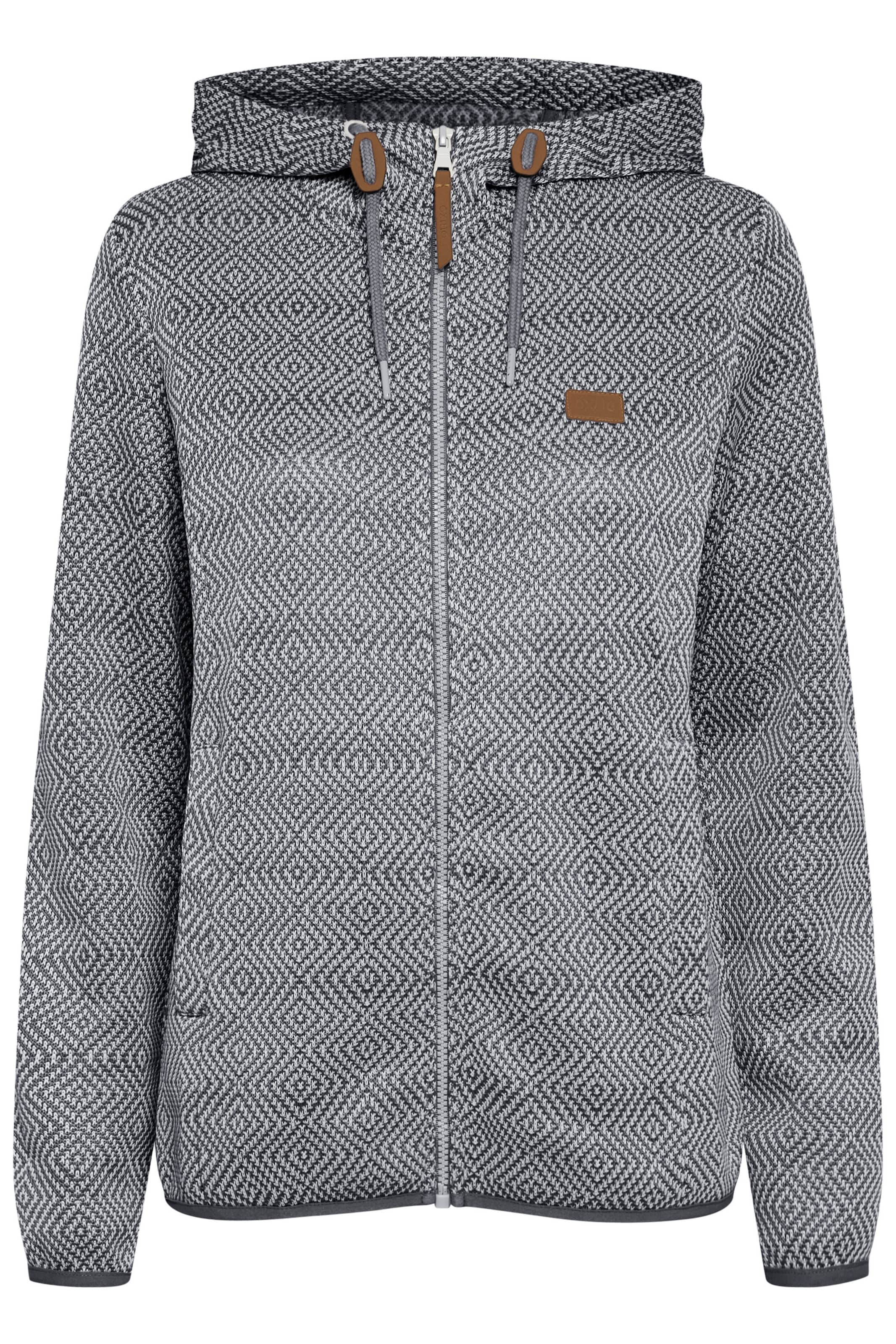 Oxmo Fleece jas 'Pebbles' in Grijs: voorkant