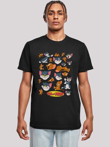 F4NT4STIC Shirt 'Tom And Jerry Many Faces and Tom and Jerry' in Black: front