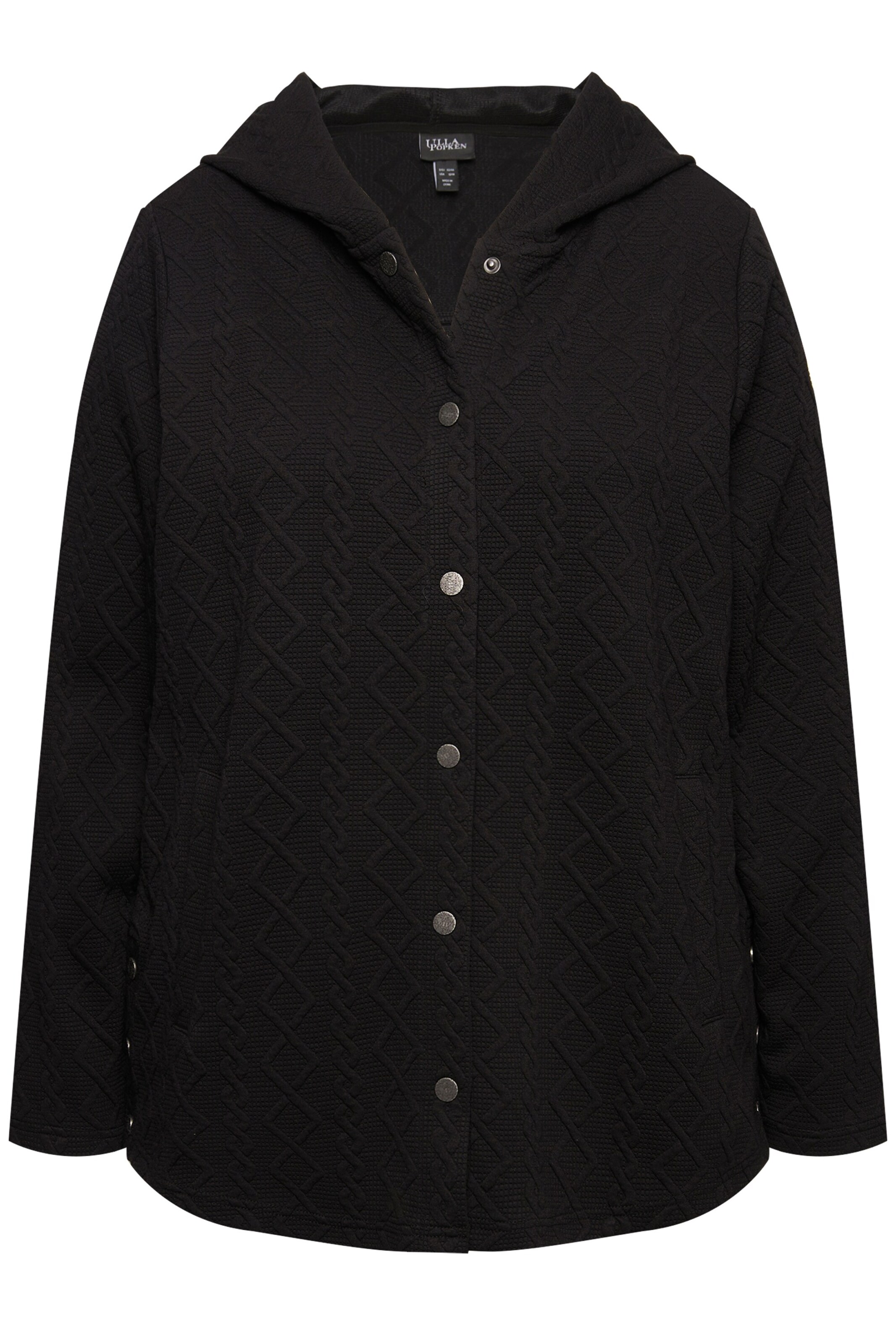 Ulla Popken Zip-Up Hoodie in Black: front