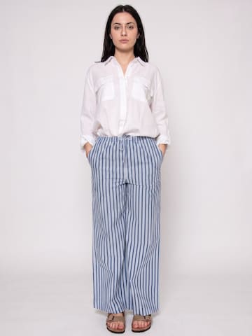 Thinking MU Luźne Spodnie 'BEGUR STRIPES BRIGITTE PANTS BLUE' w kolorze niebieski: przód