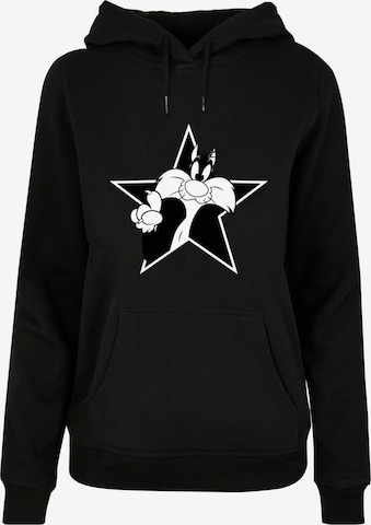 F4NT4STIC Sweatshirt 'Sylvester Mono Star -WHT and LOONEY TUNES' in Zwart: voorkant