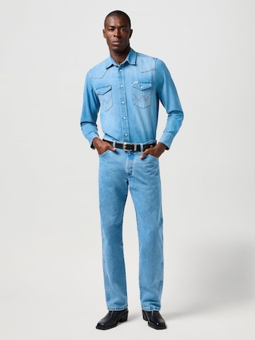 Regular fit Camicia 'WRANGLER WESTERN SHIRT MID LIGHT WASH 112362744' di WRANGLER in blu