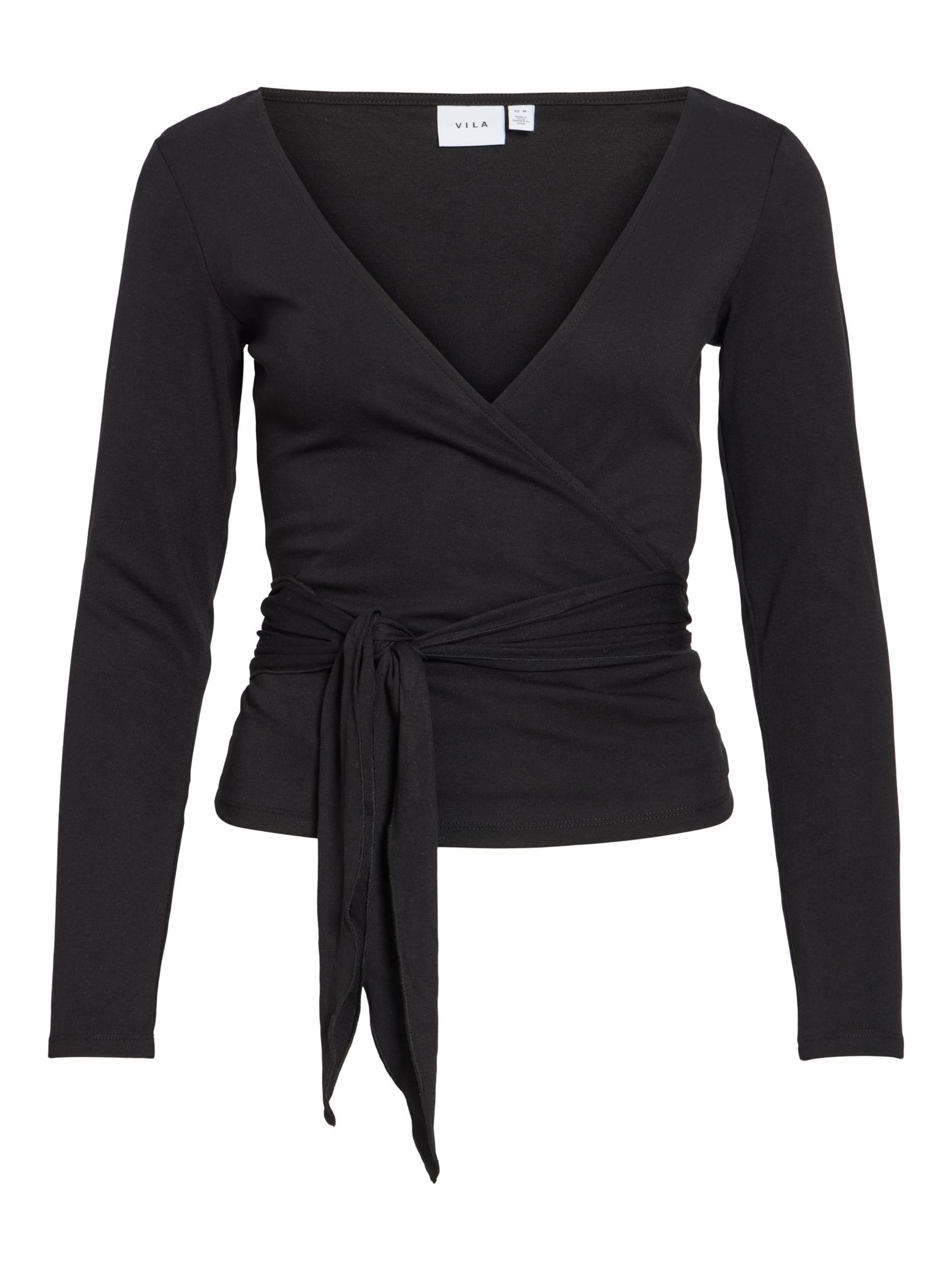 VILA Shirt 'VIGina' in Zwart: voorkant