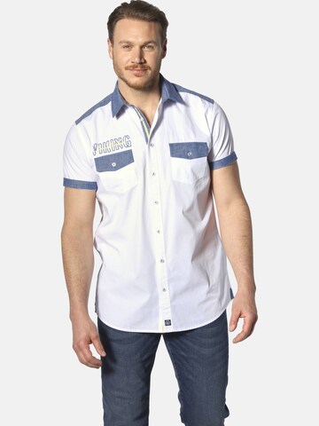 Jan Vanderstorm Comfort fit Button Up Shirt 'Herkko' in White: front