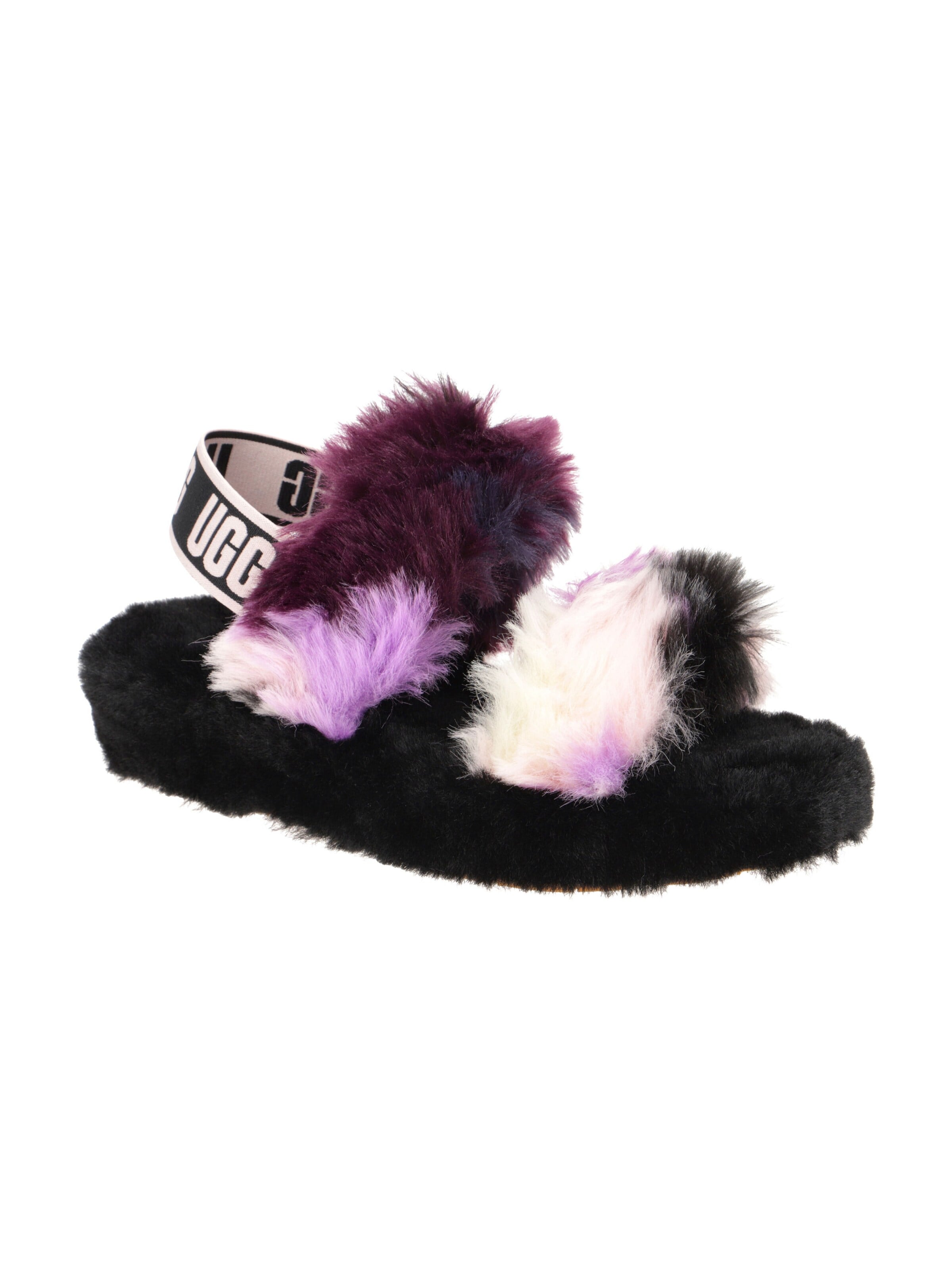 UGG Pantolette 'UGG Oh Yeah Tie Dye Schuhe schwarz multi Fell'‌‌‌‌‌‌‌ in Schwarz: Vorderseite