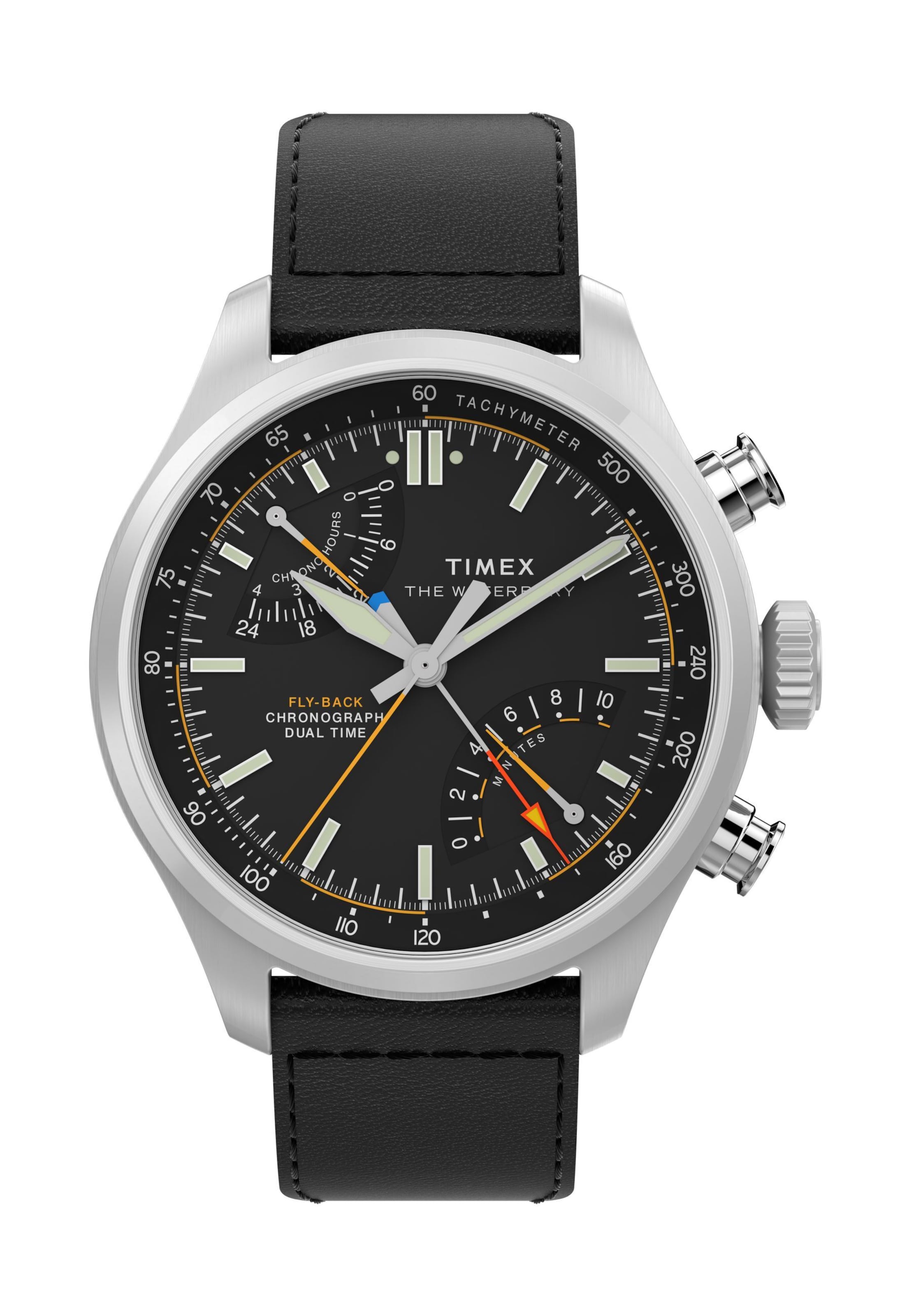 Orologio analogico 'Waterbury Ace Fly-Back' di TIMEX in nero: frontale