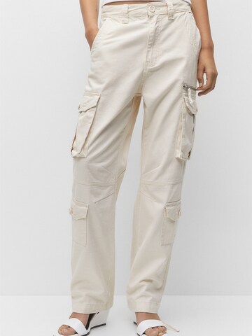 Pull&Bear Loosefit Cargobroek in Beige: voorkant