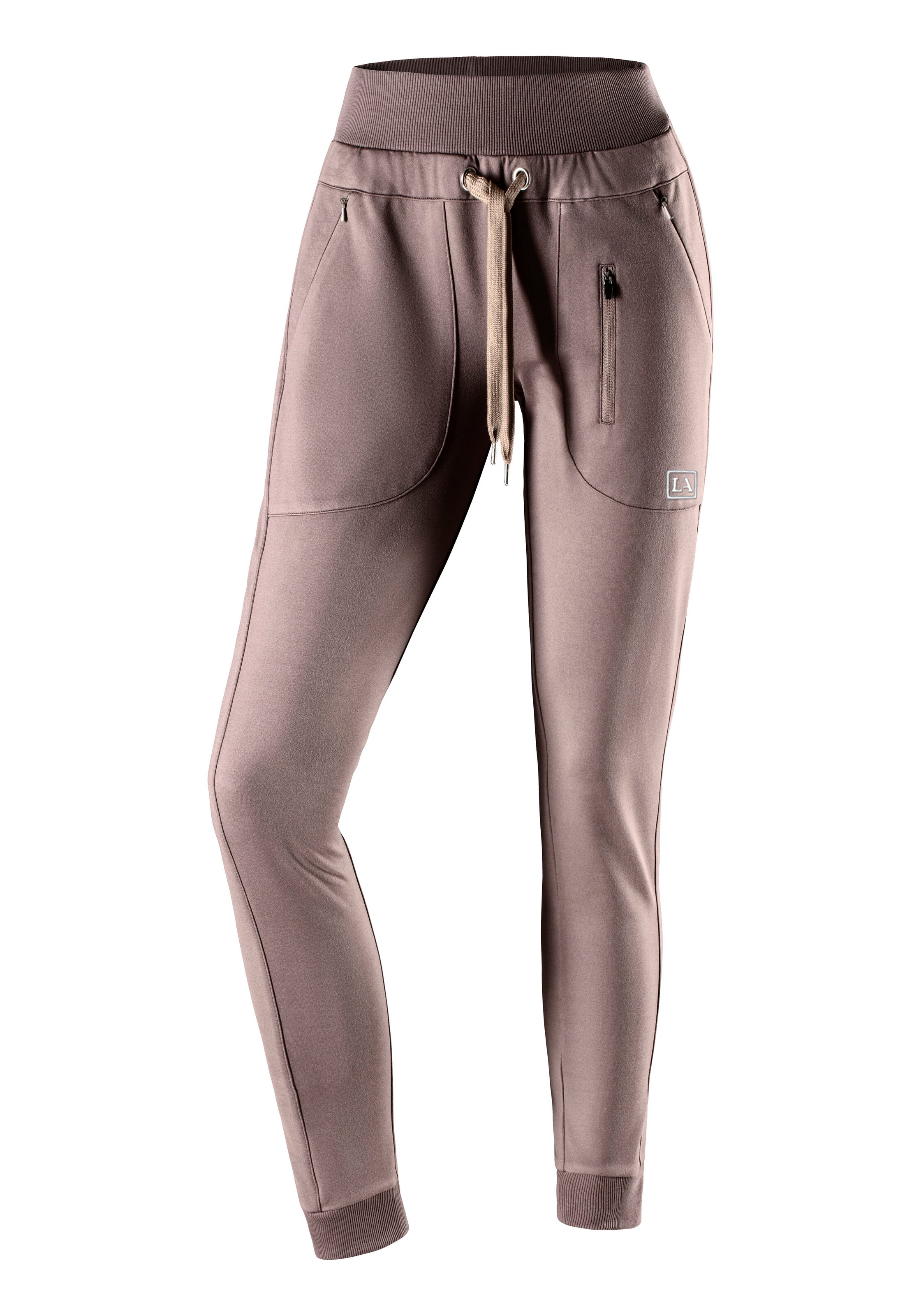 LASCANA ACTIVE Slimfit Παντελόνι φόρμας σε μπεζ: μπροστά