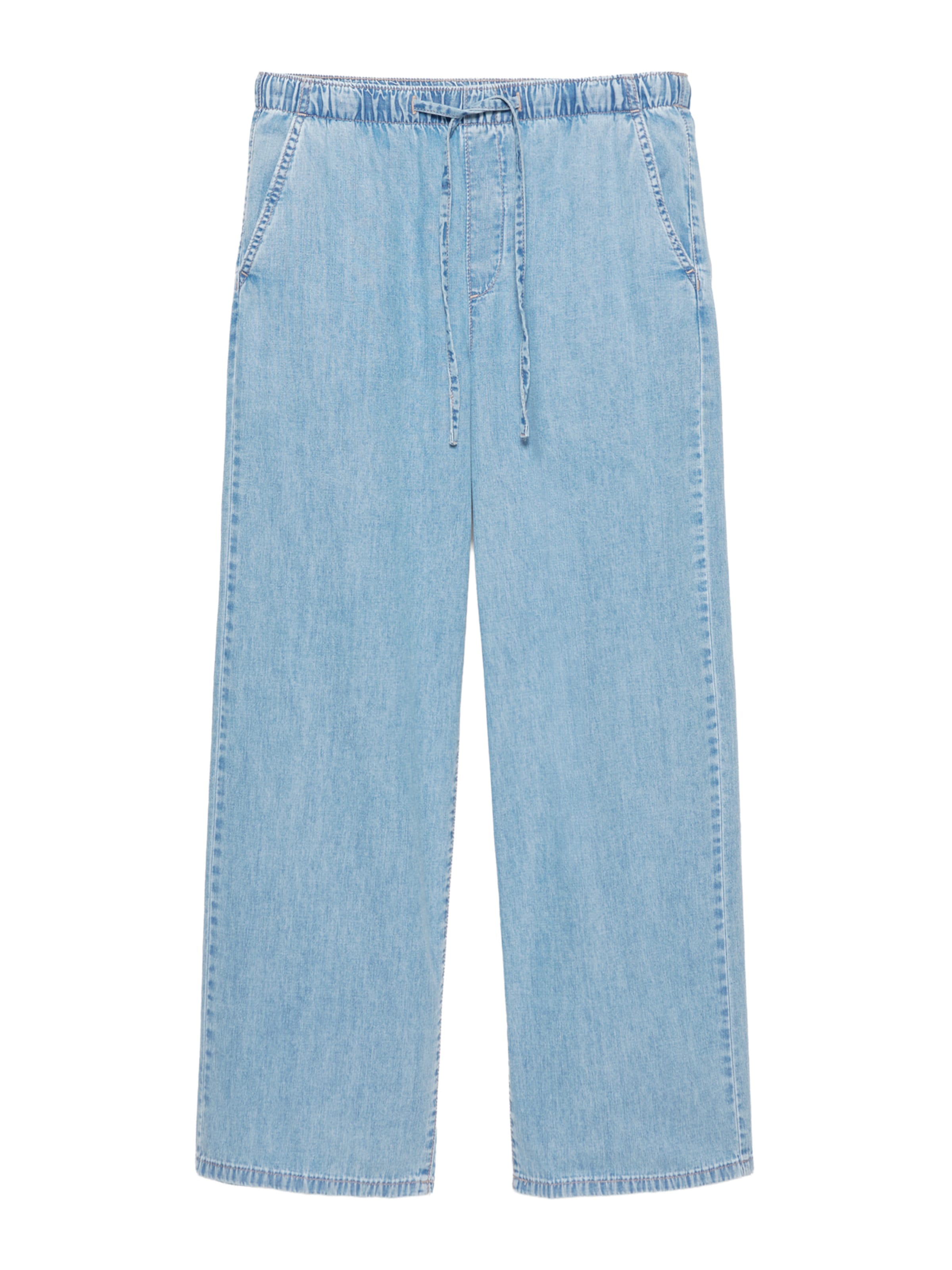 Wide leg Jeans de la Pull&Bear pe albastru: față