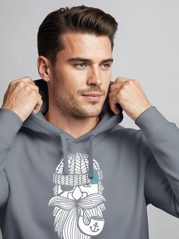 Neverless Sweatshirt 'Sailor Captain mit Pfeife' in Grey