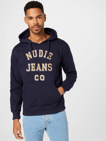 Nudie Jeans Co Sweatshirt 'Franke' in Blauw: voorkant