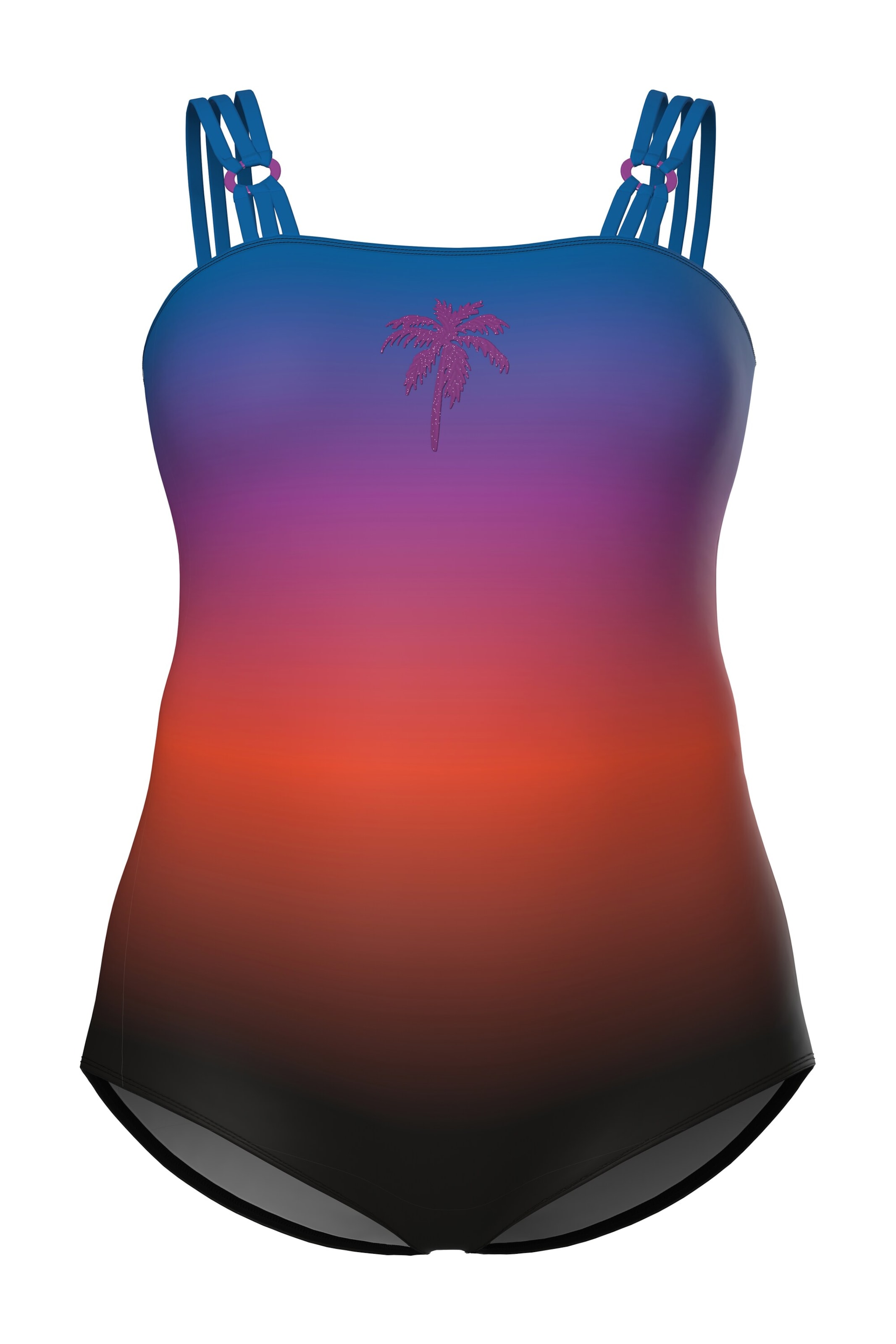 Ulla Popken T-Shirt Badeanzug in Mischfarben: Vorderseite