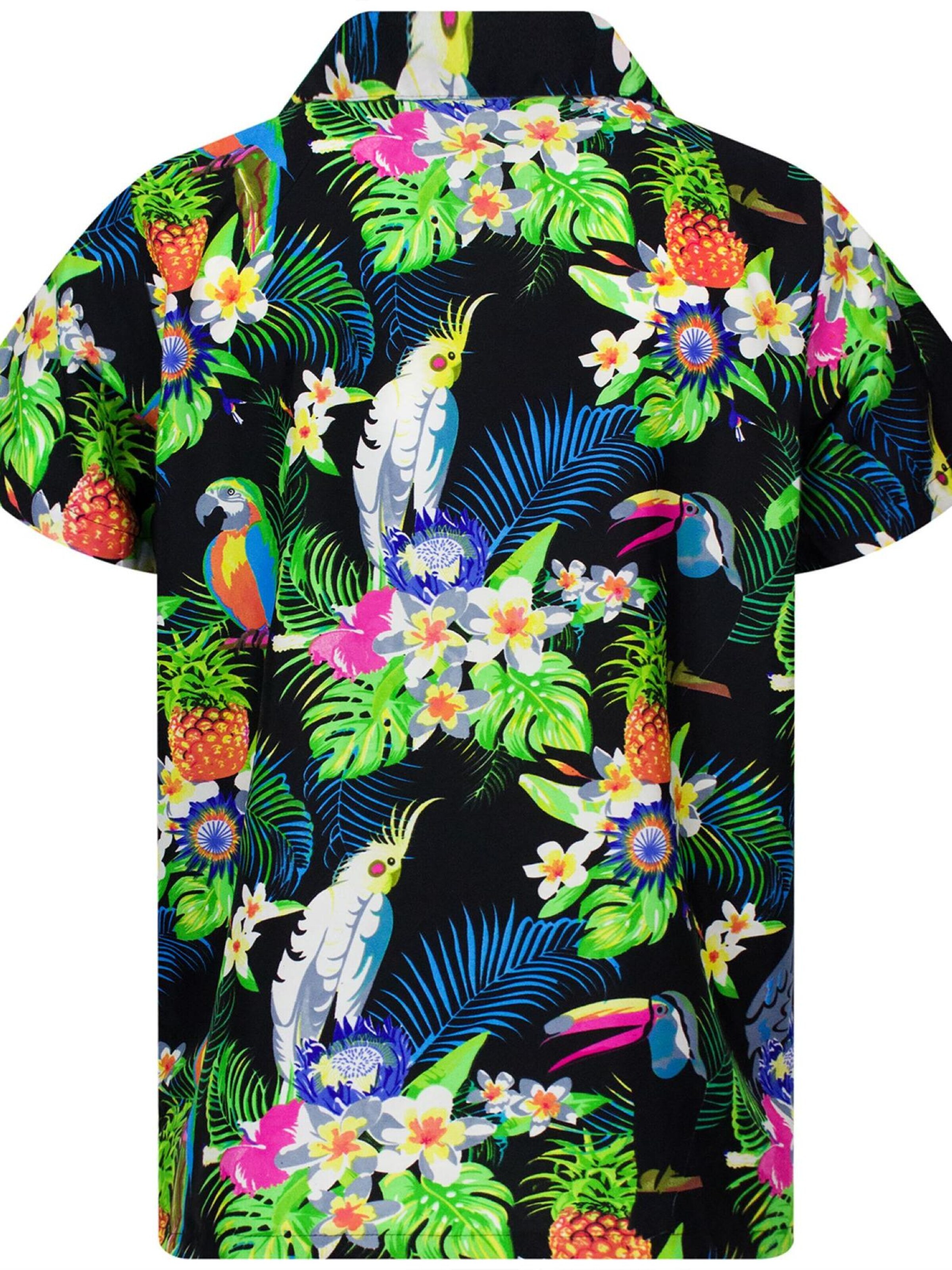 King Kameha Shirt 'Parrot Cockatoo'‌‌‌‌‌‌‌‌‌‌ in Schwarz