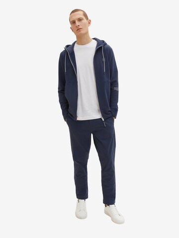 TOM TAILOR Zip-Up Hoodie in Blue