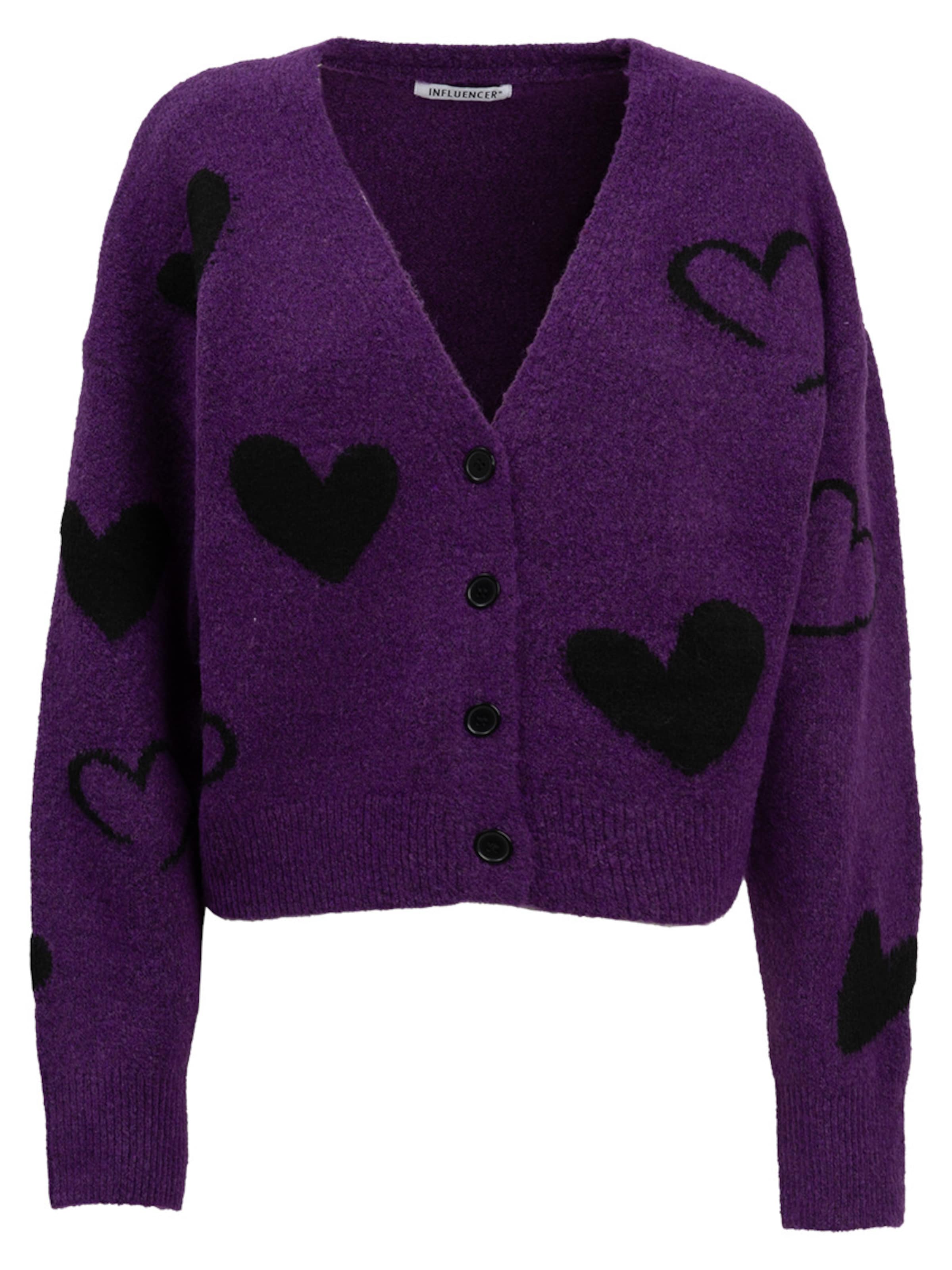 Influencer Strickjacke in Lila: Vorderseite