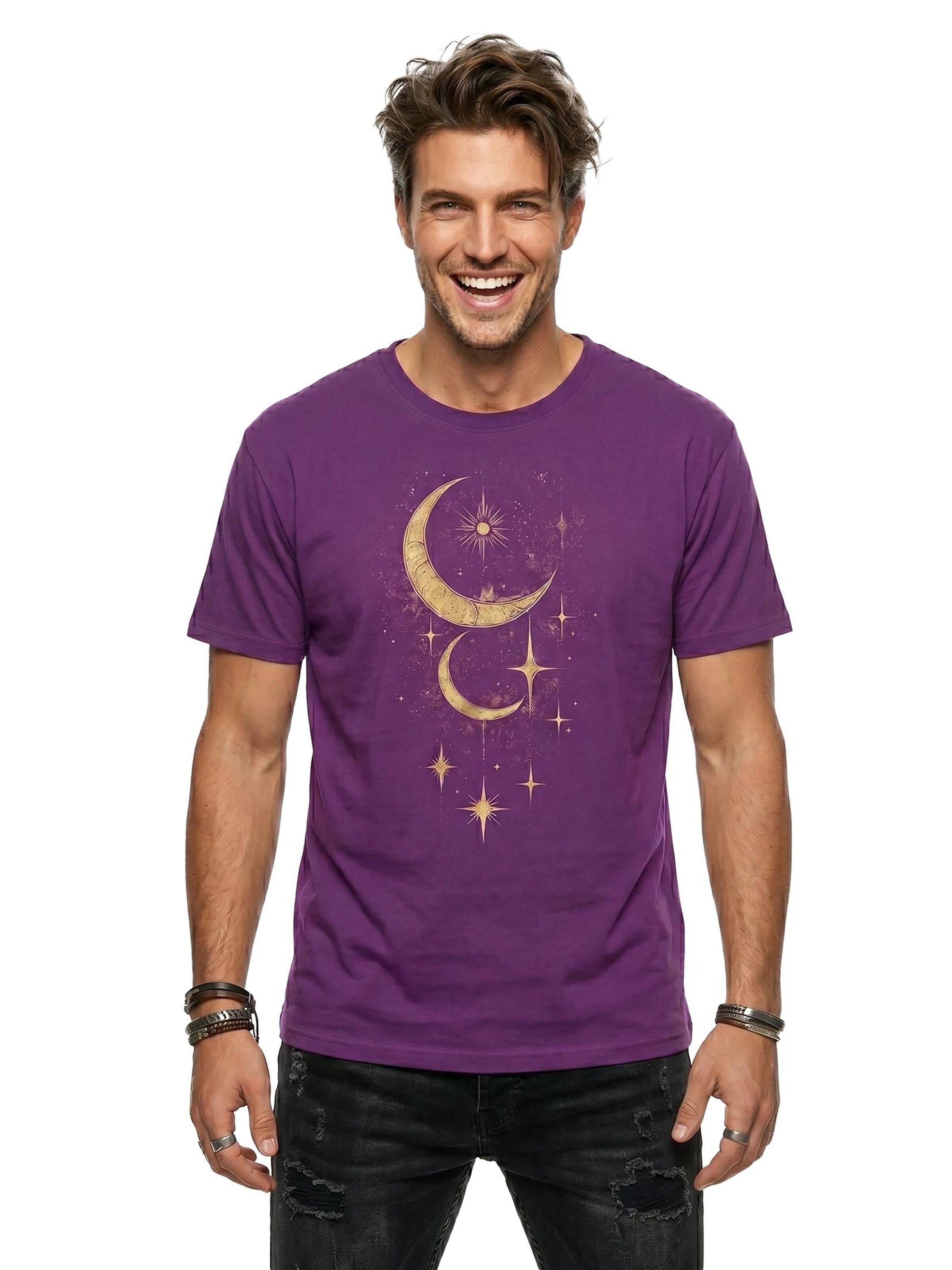 MAKAYA Shirt 'Moon Stars' in Purple
