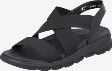 Rieker EVOLUTION Hiking Sandals in Black: front