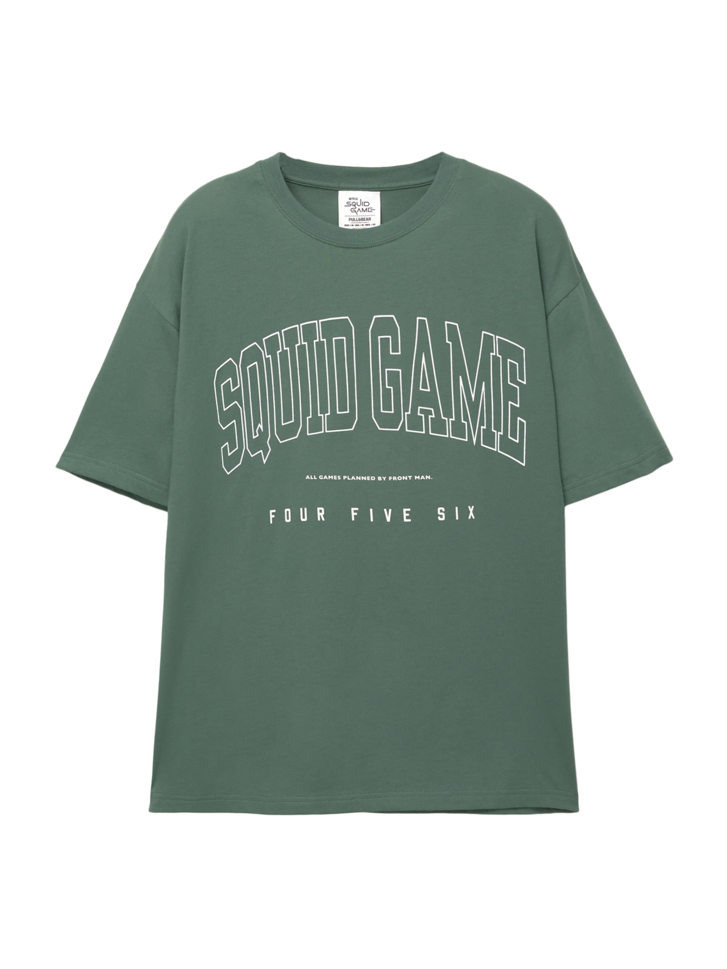 T-Shirt 'SQUID GAME' Pull&Bear en vert : devant