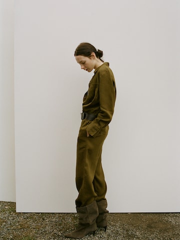 MANGO Loosefit Bukser 'Lino' i grøn