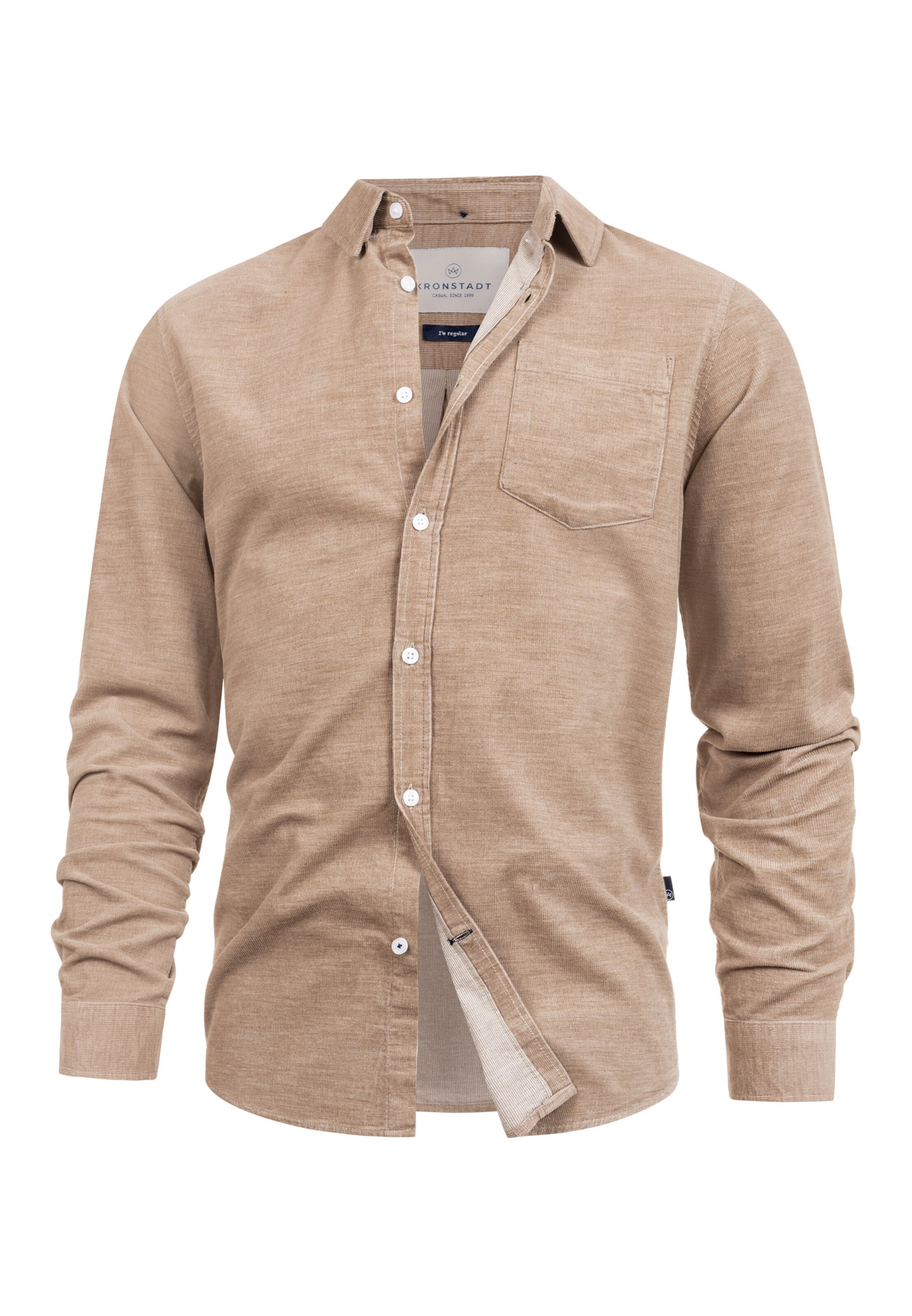 Kronstadt Regular fit Zakelijk overhemd 'Johan' in Beige