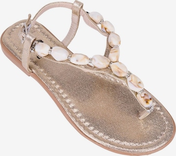 Desa Sandals 'DESA Damen-Sandalen mit Schnallendetail und Perlenbesatz' in Gold: front