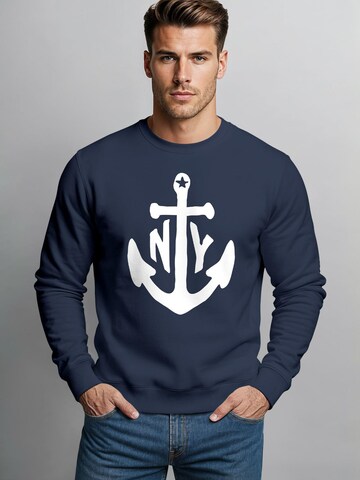 Neverless Sweatshirt 'NY Anker'‌‌‌‌ in Blau