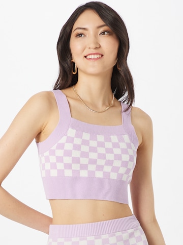 Monki Knitted Top in Purple: front