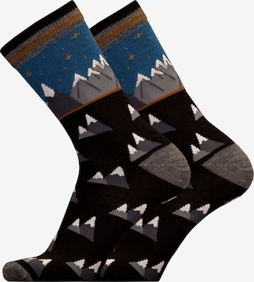 UphillSport Socks 'MOUNTAINS' in Black: front