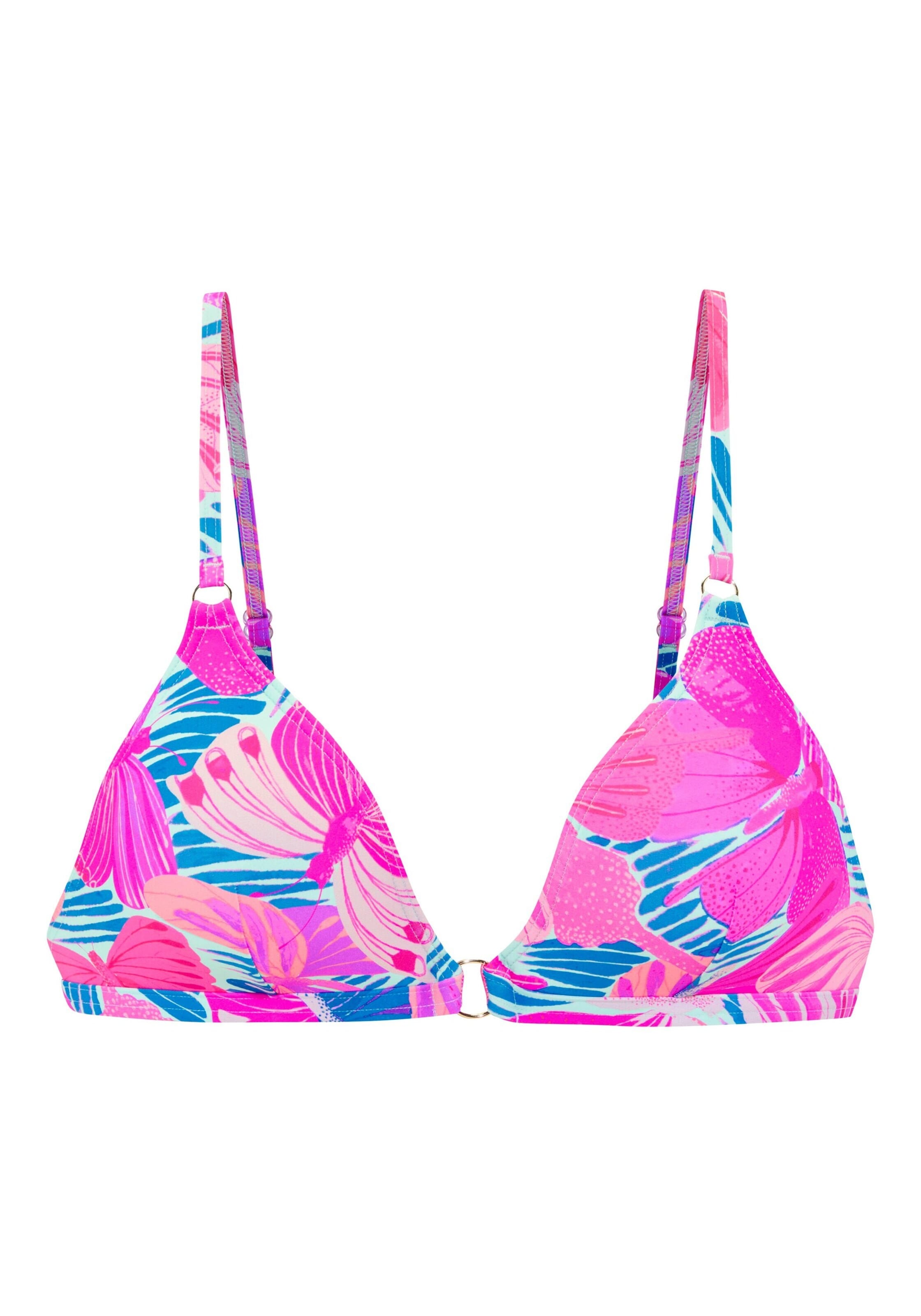 SUNSEEKER Triangle Bikini Top in Pink: front