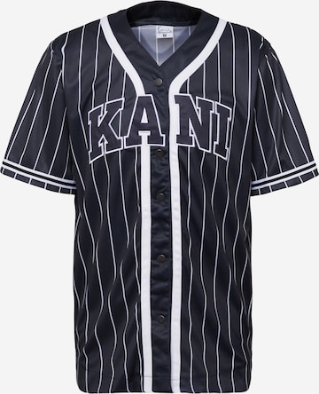 Karl Kani Shirt 'Serif Pinstripe' in Black: front