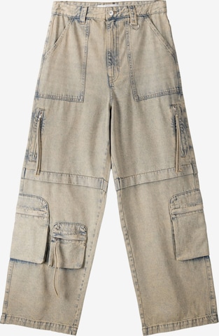 Wide Leg Jeans cargo Bershka en bleu : devant