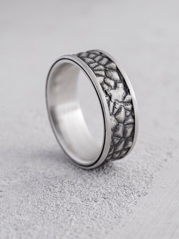 REYTEL Ring 'STONE WALLS' in Zilver: voorkant