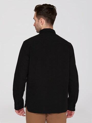 KnowledgeCotton Apparel Regular Fit Hemd 'Harald' in Schwarz