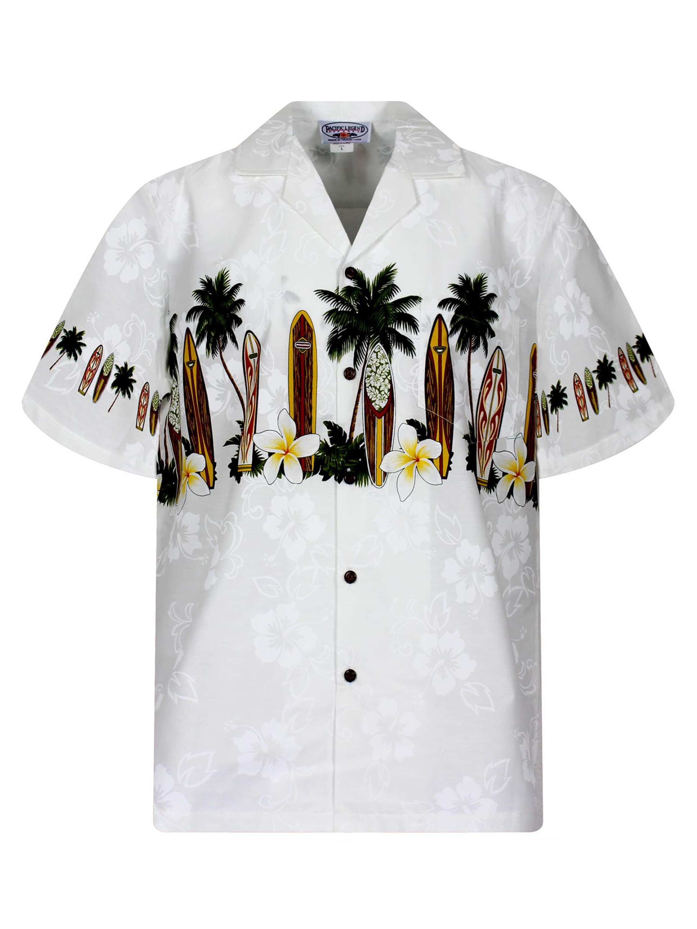 Pacific Legend Regular Fit Hemd 'Surfbretter' in Weiß: Vorderseite