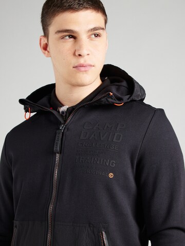 CAMP DAVID Zip-Up Hoodie in Black