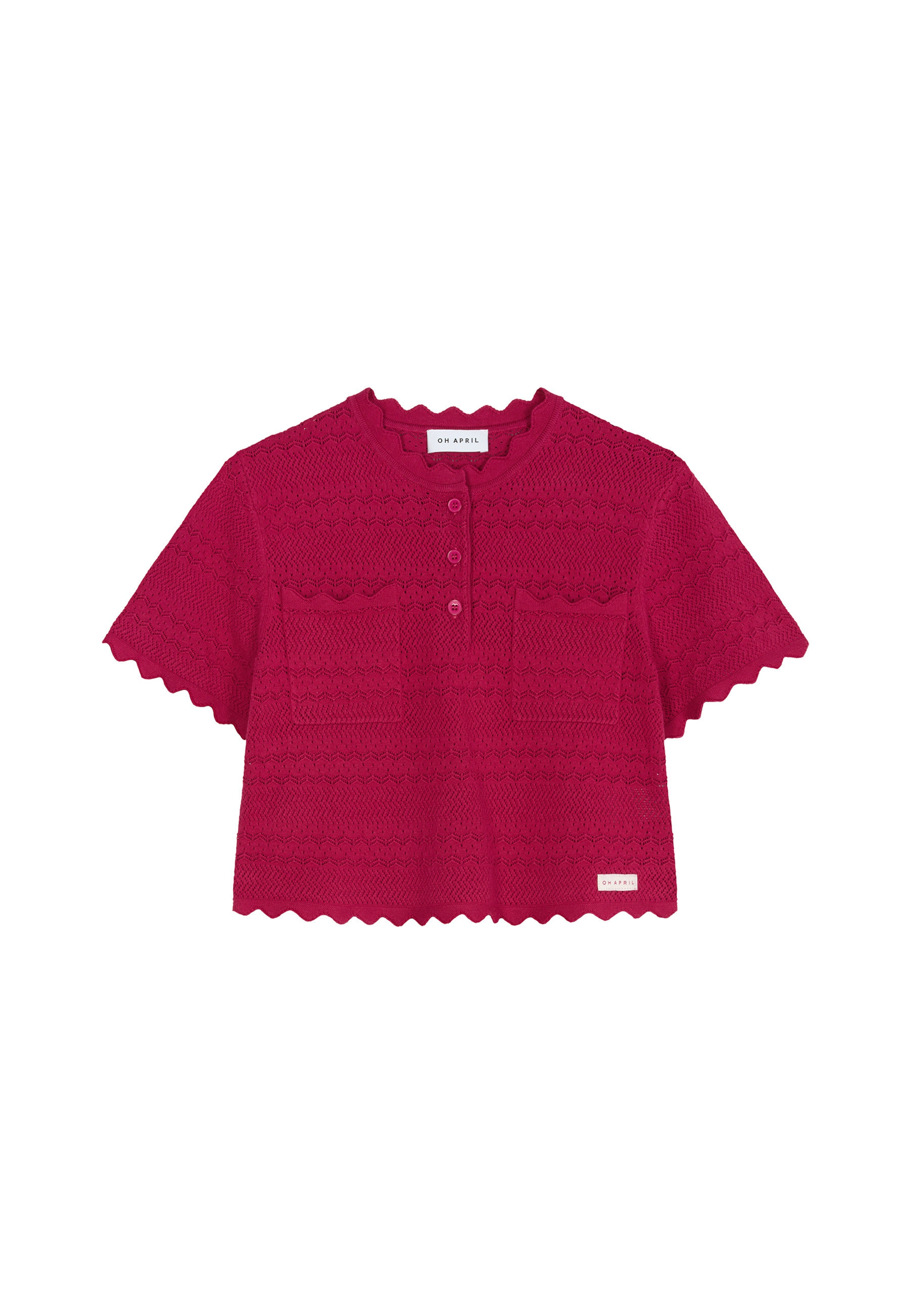 OH APRIL Cardigan en L en rouge, Vue avec produit