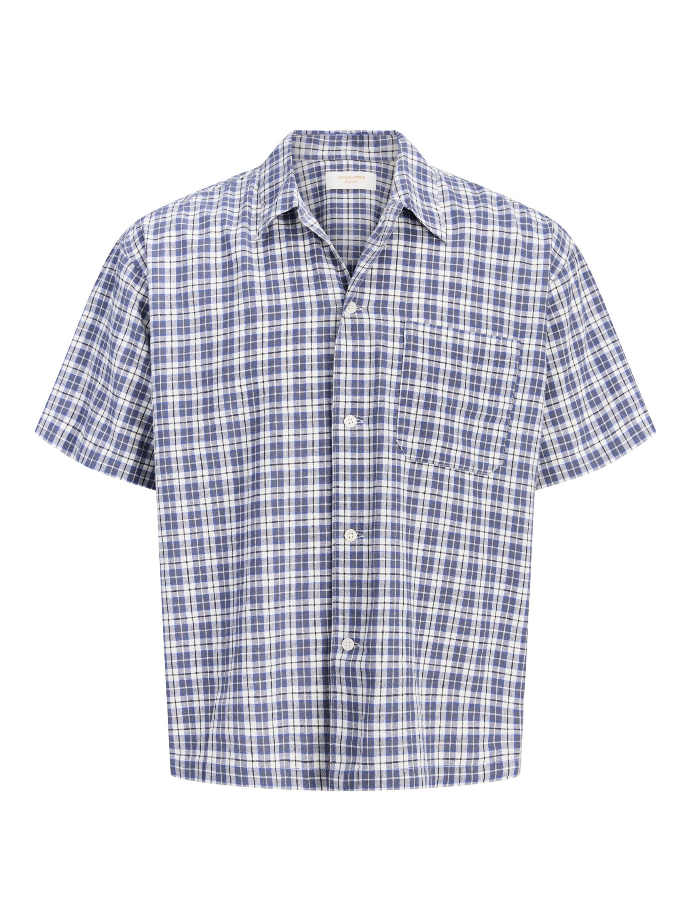 JACK & JONES Hemd in enzian / taubenblau / weiß, Produktansicht