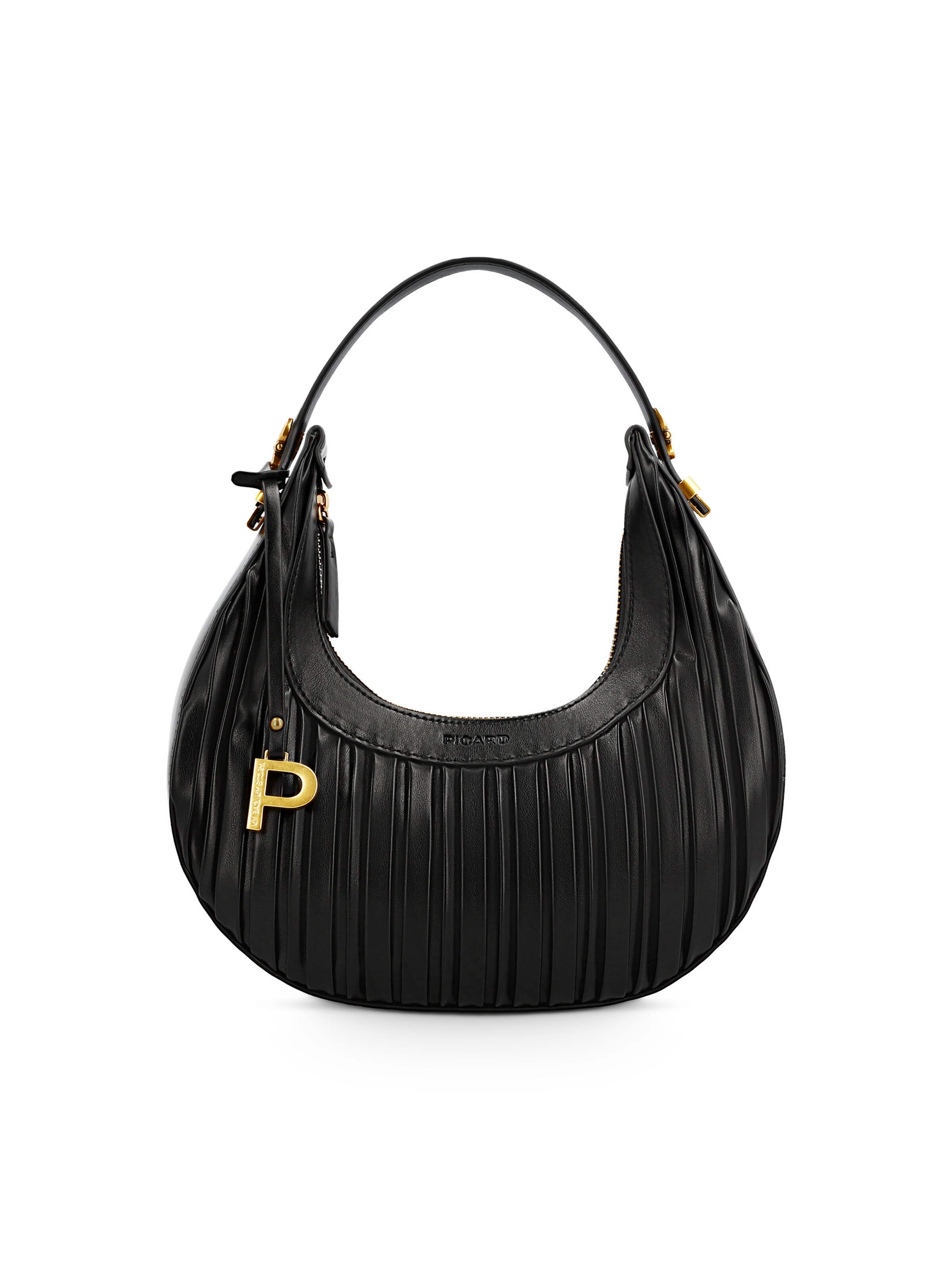 Picard Schultertasche 'Croissant' in Schwarz: Vorderseite