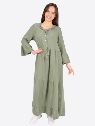 Seasons of April Jurk 'AMARA MUSSELIN ' in Groen: voorkant