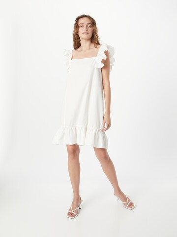 Denim Project Dress in White: front